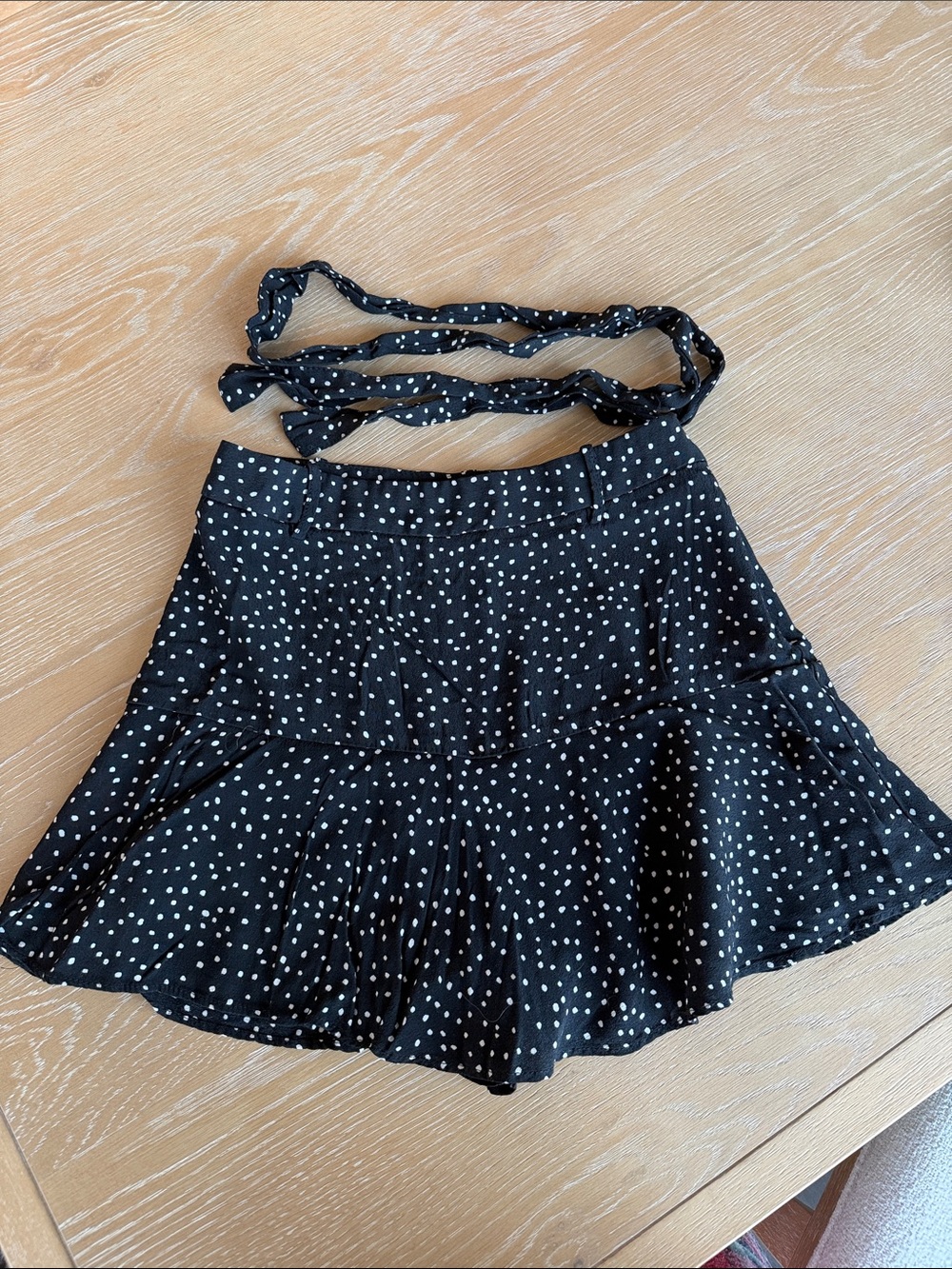 Zara Black with White Polka Dot Skirt / Skort with tie waist
